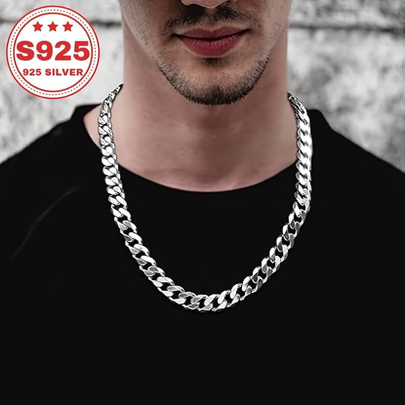 TEMU 8mm 925 Cuban Link Chain, , Exquisite And Stylish, In Multiple Sizes, For A Lover, Family, Or Friend