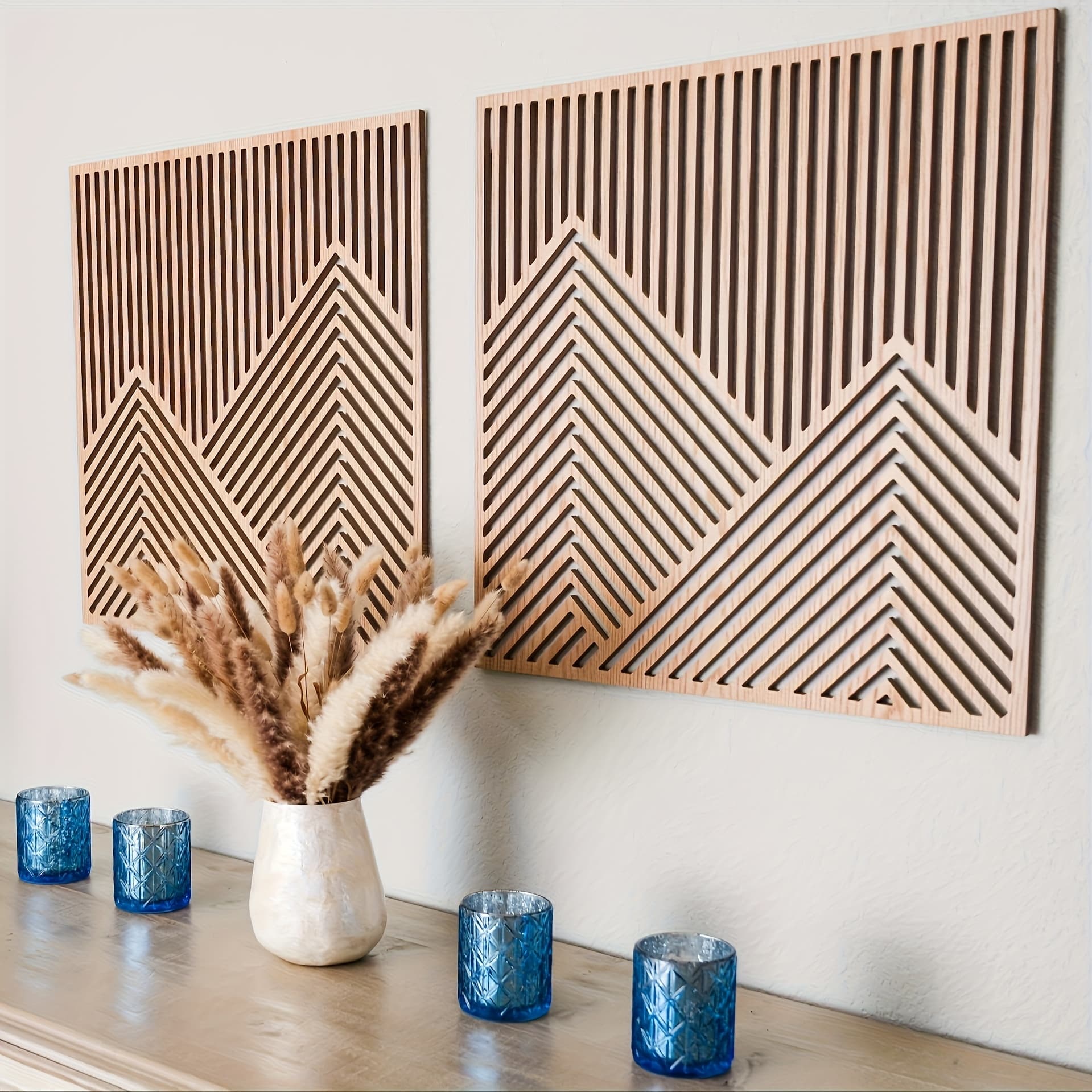 TEMU Set Of 2 Line Art Mountain Wall Decor - 40cm
