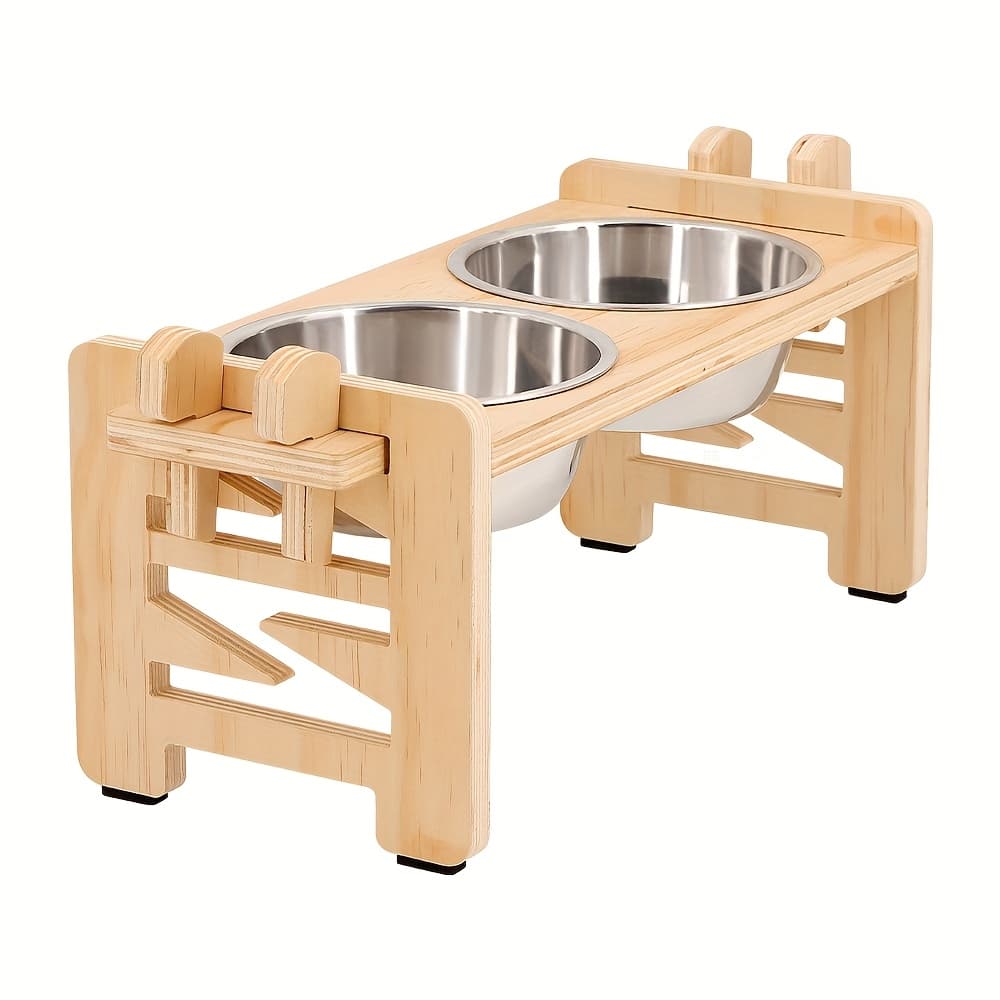 TEMU Elevated Dog Bowls, Adjustable Raised Dog Bowl Stand For Small Puppy And Cats, Sturdy Pet Food Feeder With 2 Stainless Steel Dishes