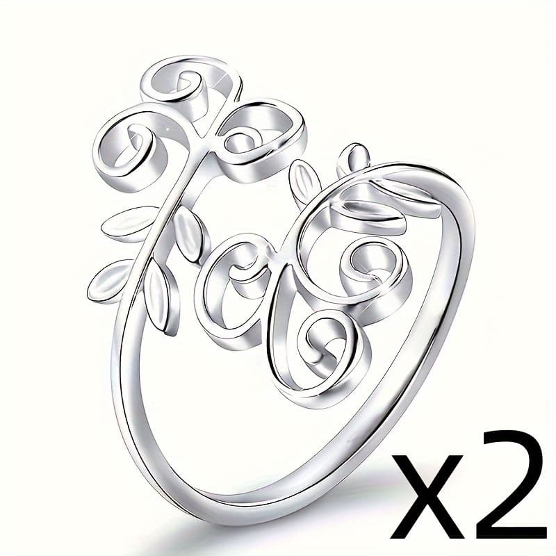 TEMU A Pair Of Ladies' Rings With Simple And Stylish Hollowed-out Leaf Design, Suitable For Daily Casual Parties And Vacations, Making It A Special Gift.