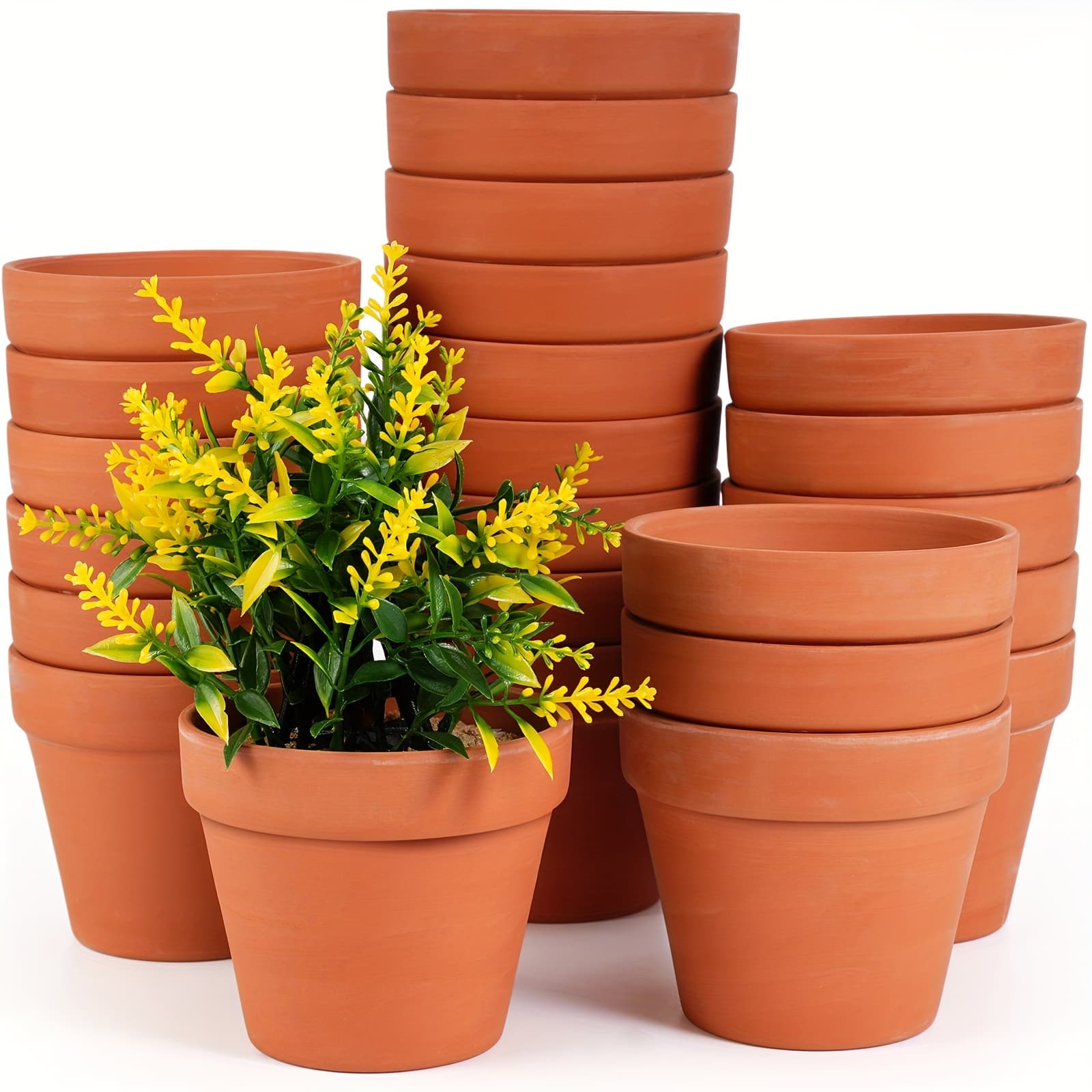 TEMU 24 Clay Pots With Drainage Holes, 4 Inches In Size, Suitable For Plants, Small Pots For Succulents, Crafts For Indoor And Outdoor Use, Wedding Gifts. Gardening Gift Home Decor