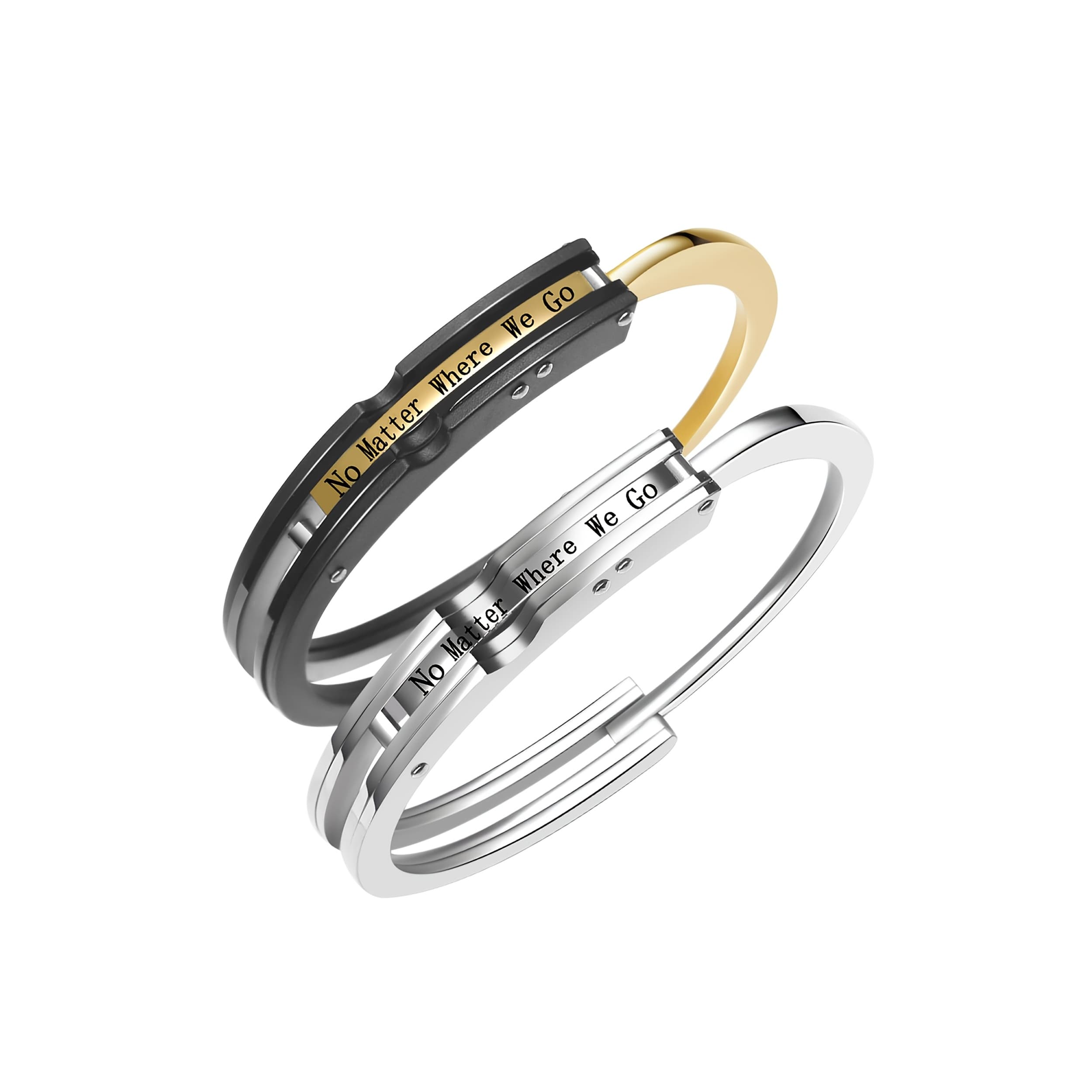 TEMU Matching Stainless Steel Cuff Bracelets For Couples, A Perfect Gift For Your Boyfriend Or Girlfriend This Valentine's Day, Without Battery