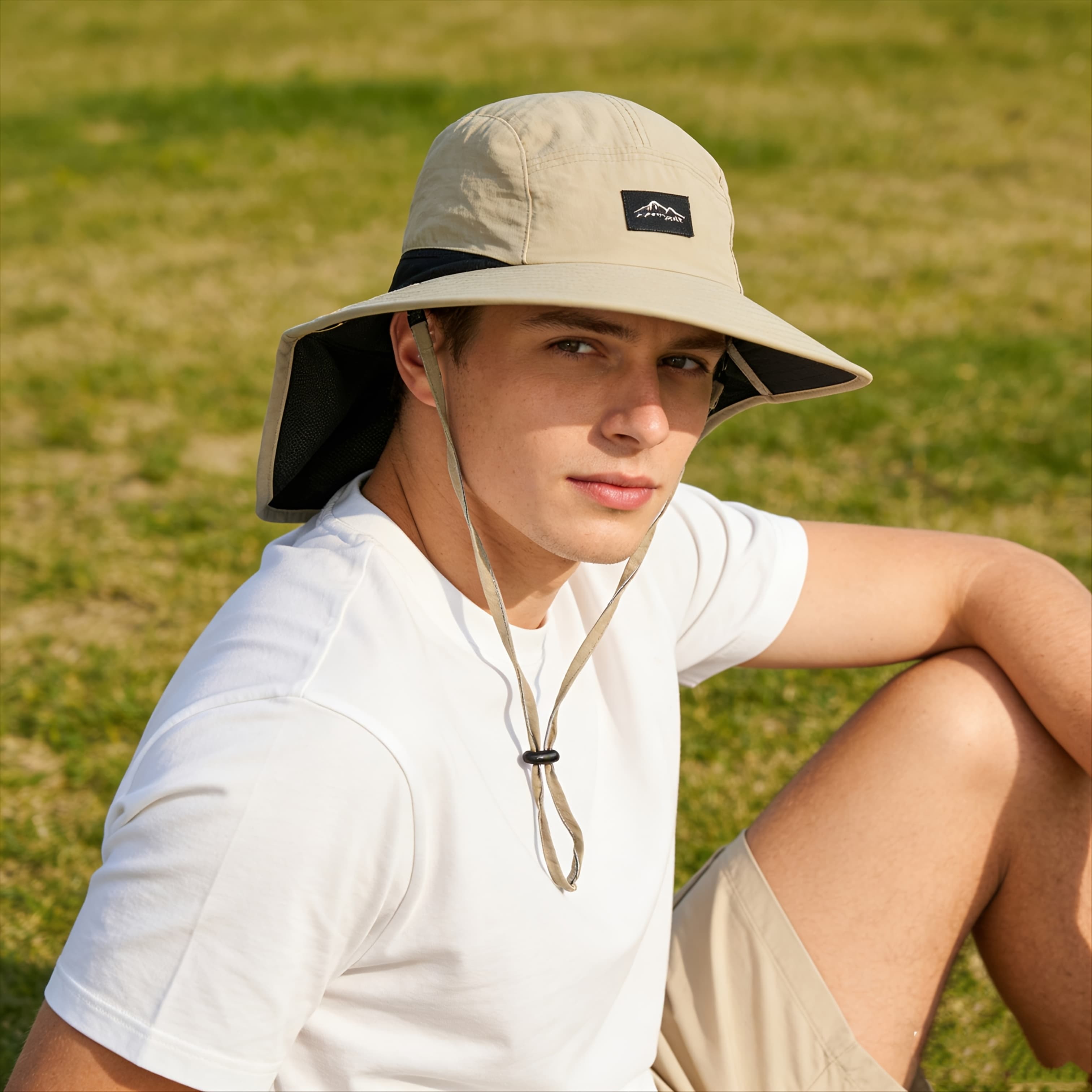 TEMU 1-pack Unisex Stylish Men's Sun Hat - Perfect For Fishing, Hiking, And Camping | Breathable Polyester, Hand Washable, Khaki, Black, Navy Blue, 3 Different Colors