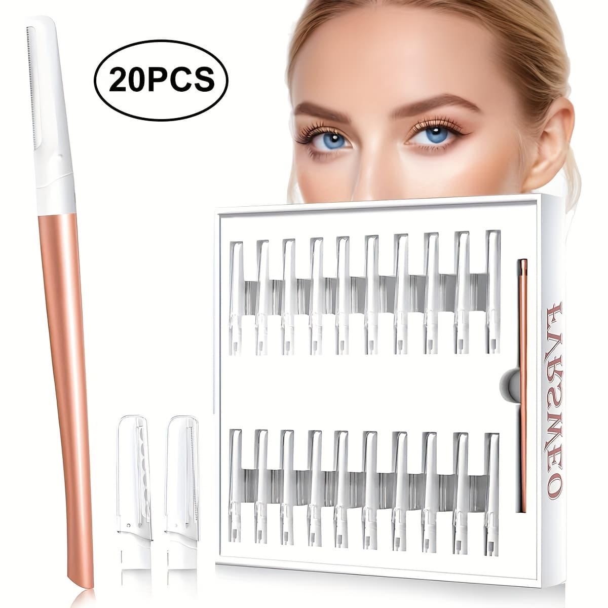TEMU Eyebrow Razor Dermaplaning Tool With 20 Replaceable , Facial Shaver/eyebrow Razor, Removal Eyebrow Shaper For Women, Dermaplaner Help And