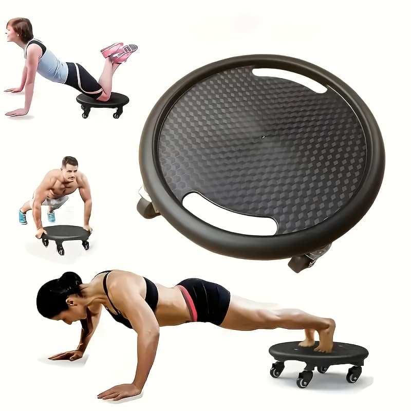 TEMU Multifunctional Wheeled Gliding Disc & Ab Training Board - Full- Equipment With , Glider Disc For Cardio/core Workouts, Durable Pp/stainless Steel Construction, Suitable For Men &