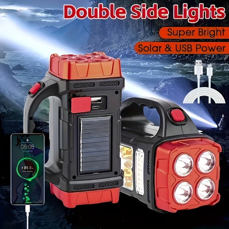 TEMU 1/2/4pcs Led Solar Camping Light, Bright Portable, Rechargeable Flashlight For Outdoor, Hiking, Camping