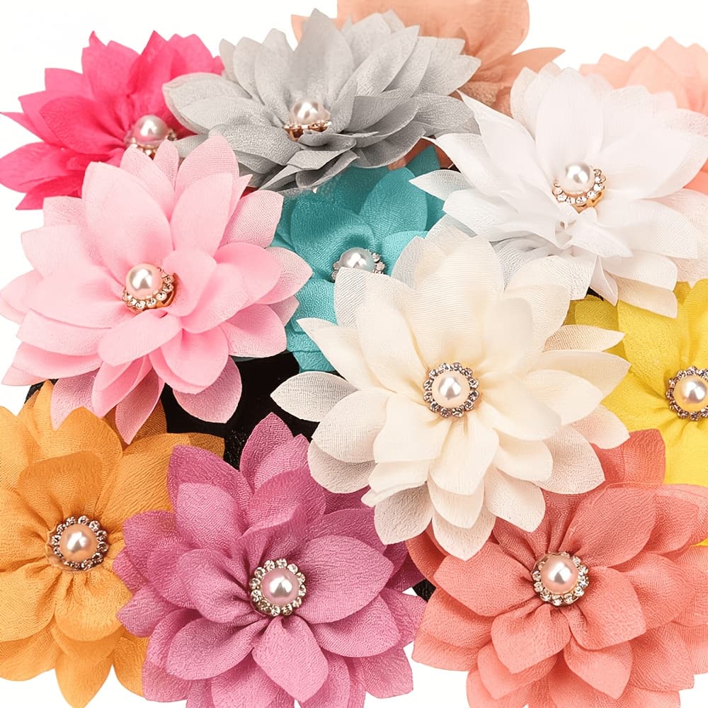 TEMU 12pcs Decorative Flower Pointed For Lotus Water Chiffon Small Flowers Diy Hair Accessories Clothing Shoes And Hats Decorative Accessories Suitable For Daily Clothing Accessories