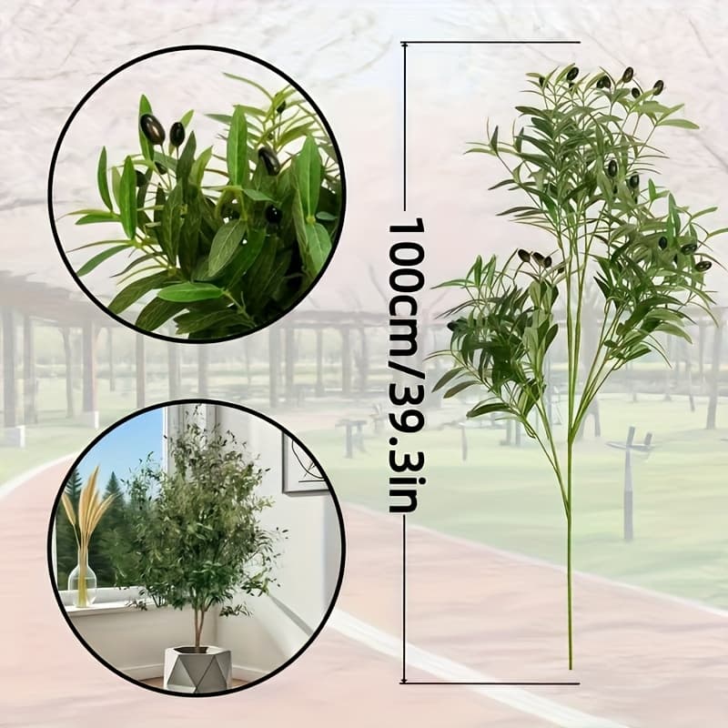 TEMU -foot Artificial Olive Tree, Designed For Indoor Use, Has A Realistic And Natural Trunk, Making It Perfect For Home Or Office New Year's Valentine's Day Decor And A Great Housewarming Gift