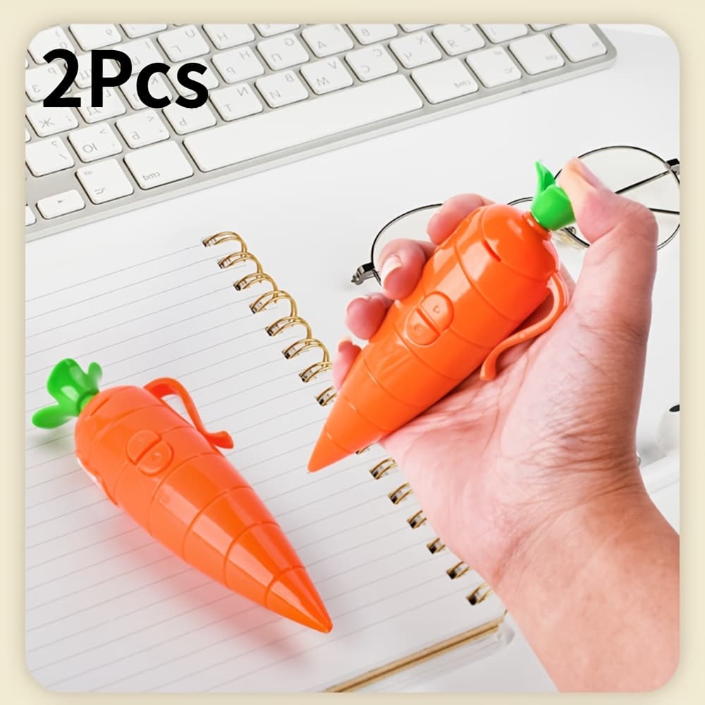 TEMU 2pcs Rabbit- Carrot Writing Pen - 20s Voice Recording Function, 1ml Ink, Novelty Recording Pen, Cute Carrot-shaped Stationery For Daily Writing & Gift-