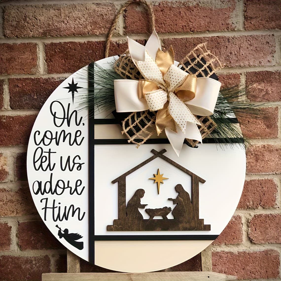 TEMU 3d Christmas Front Door Decoration, Christmas Door Hanger, Worship Jesus Nativity Scene, , Christmas Wreath, Christmas Decorations Pendants