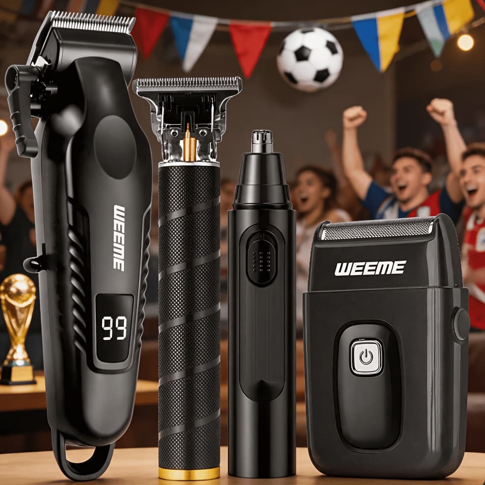 TEMU Weeme 2pcs/4pcs Men's Electric Hair Clipper | Nose Hair Trimmer, Shaving Set, Charged Via Usb, Led Display, Lightweight, Suitable For Travel, Includes Comb