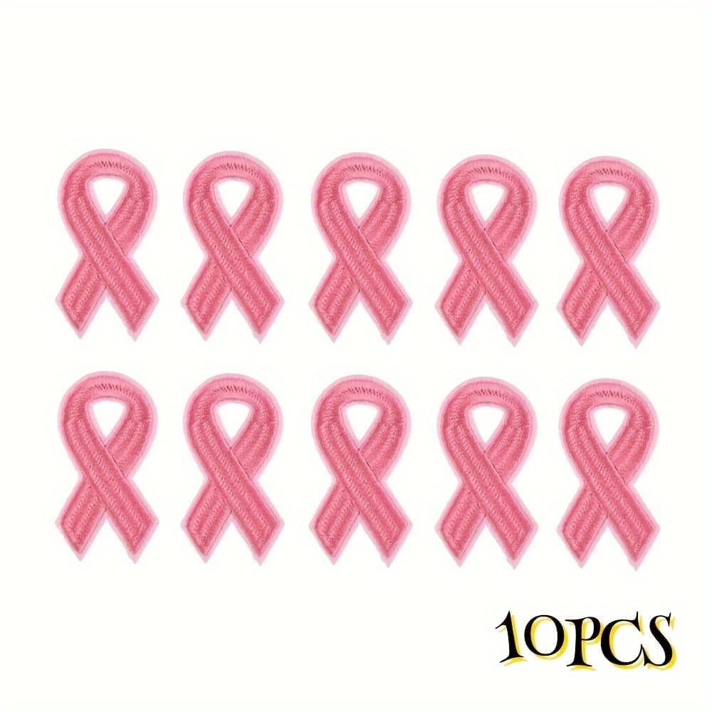 TEMU 10pcs Small Breast Awareness Patch Embroidered Iron On Patch