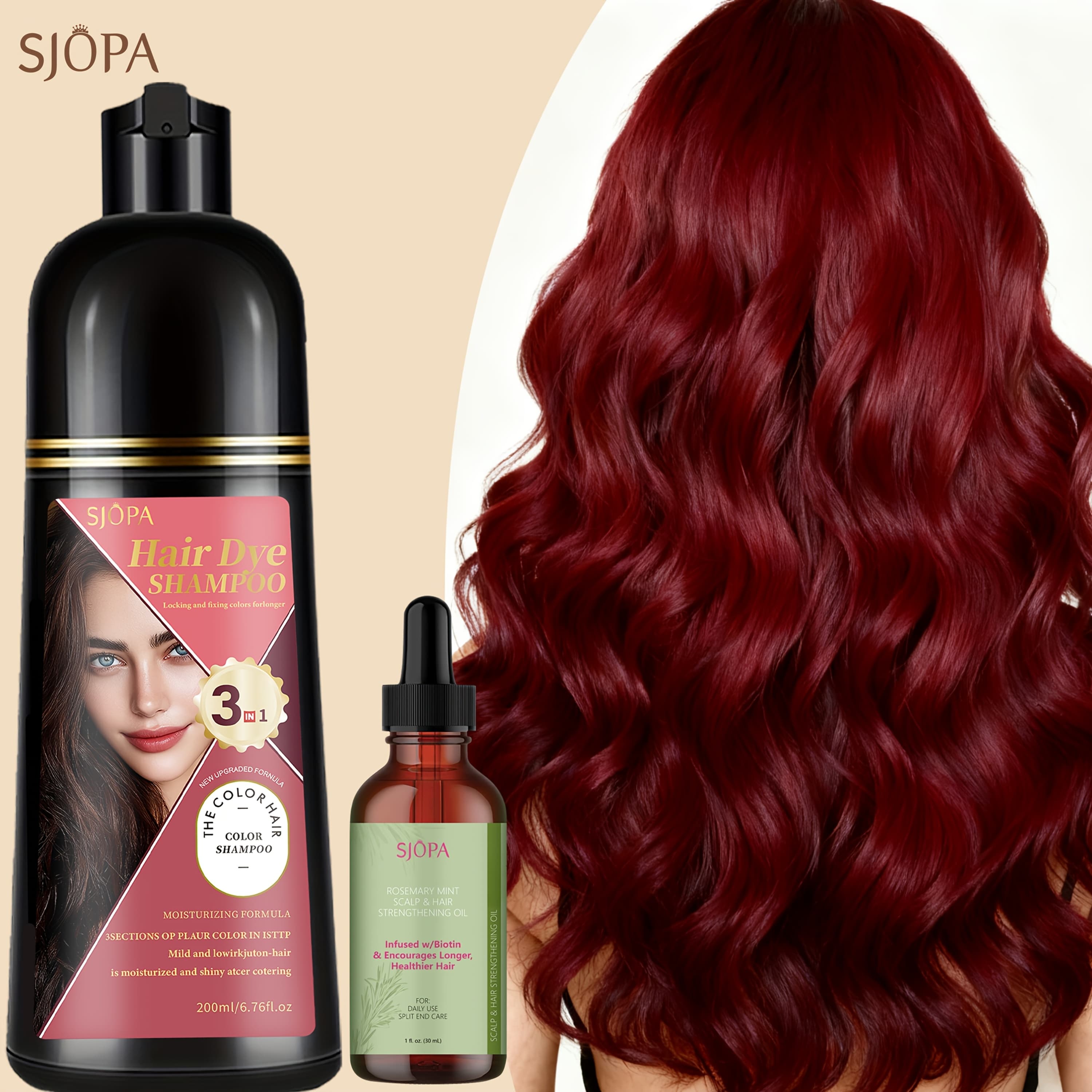 TEMU Sjopa 3-in-1 Hair Color Dyeing Shampoo, Moisturizing Conditioner Shampoo Formula For Normal Hair At Home, Holiday Gift, Gift For Mom, Gift Surprise For Girlfriend The Perfect Valentine's Day Gift