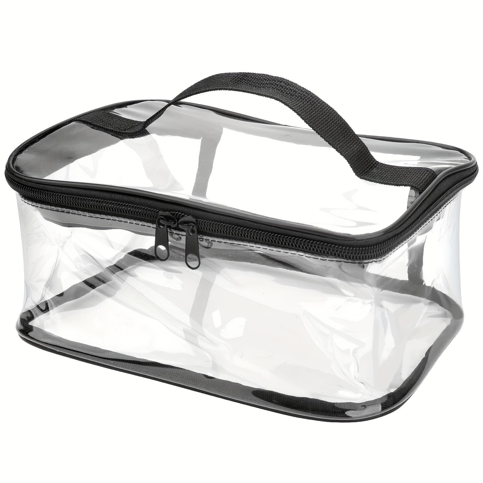 TEMU Pvc Storage Bag, Transparent Organizer For Household Items, Toiletries, Portable Travel Zippered Pouch, Clear Storage Box
