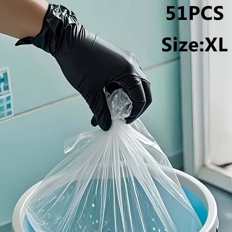 TEMU Black Disposable Nitrile Gloves, Suitable For Household Cleaning, Pet Bathing, Tattooing, Hairdressing, Small Tools, Daily Household Use Gloves, And Professional Cleaning