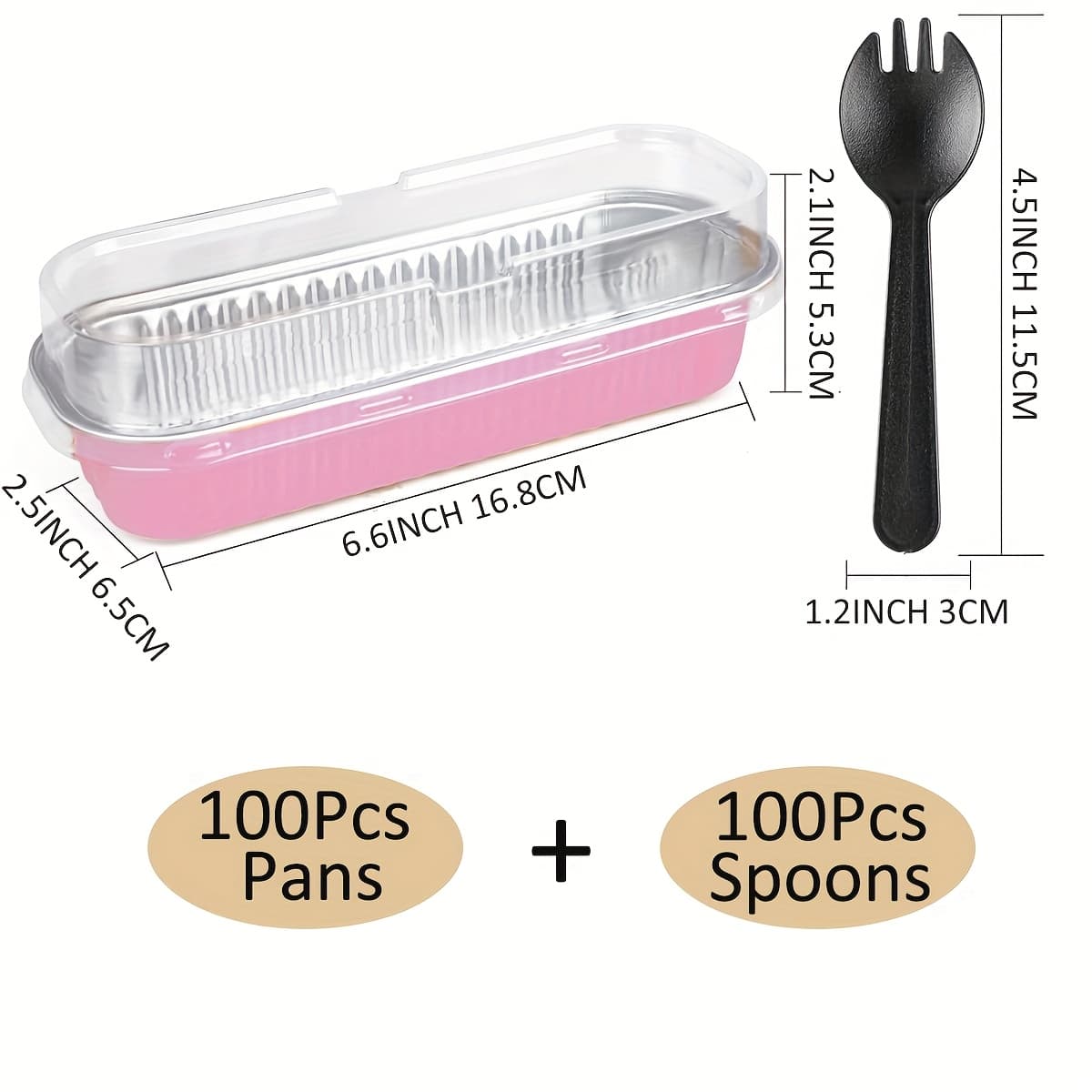 TEMU 100/200pcs Rectangle Mini Loaf Pans With Lids, Mini Cake Pans With Spoons, Disposable Ramekins Baking Cups Muffin Tins Cupcake Cups For Wedding Birthday Party, 6.8oz (pink)