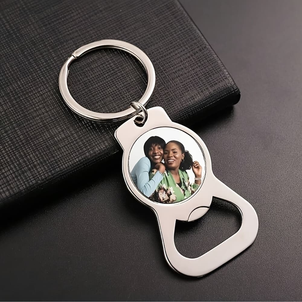 TEMU Custom Photo Bottle Keychain - Perfect Father's Day Or Best Men Gift, Stainless Steel, No Batteries Required