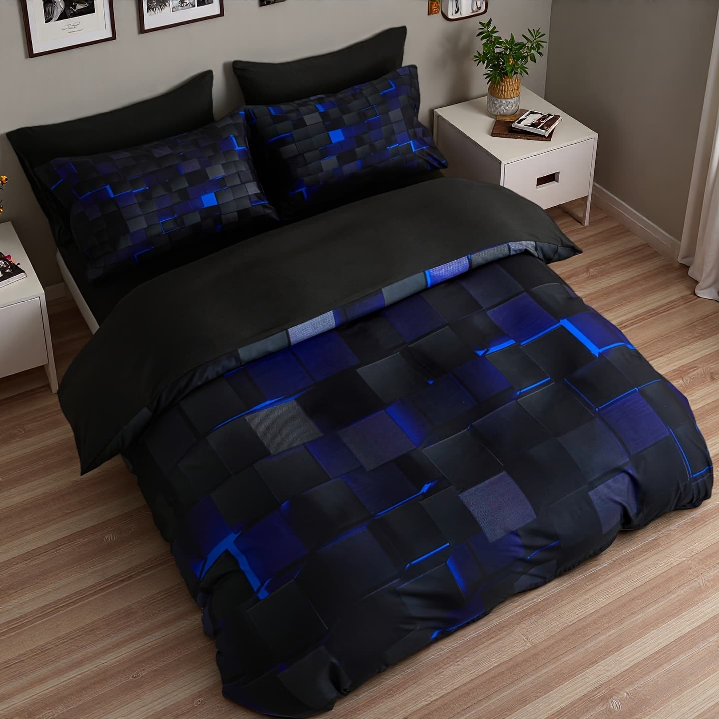 TEMU 2/3pcs Cool Tech Duvet Cover Set For All , In Red And Blue, In 4 Sizes (twin, Double, Queen, King)(1 Duvet Cover + 1/2 Pillowcase, No Filling), Gifts