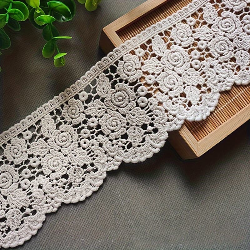 TEMU 1 Yard Lace With Hollow Embroidery, Water Soluble Decorative Lace, Decorative Supplies