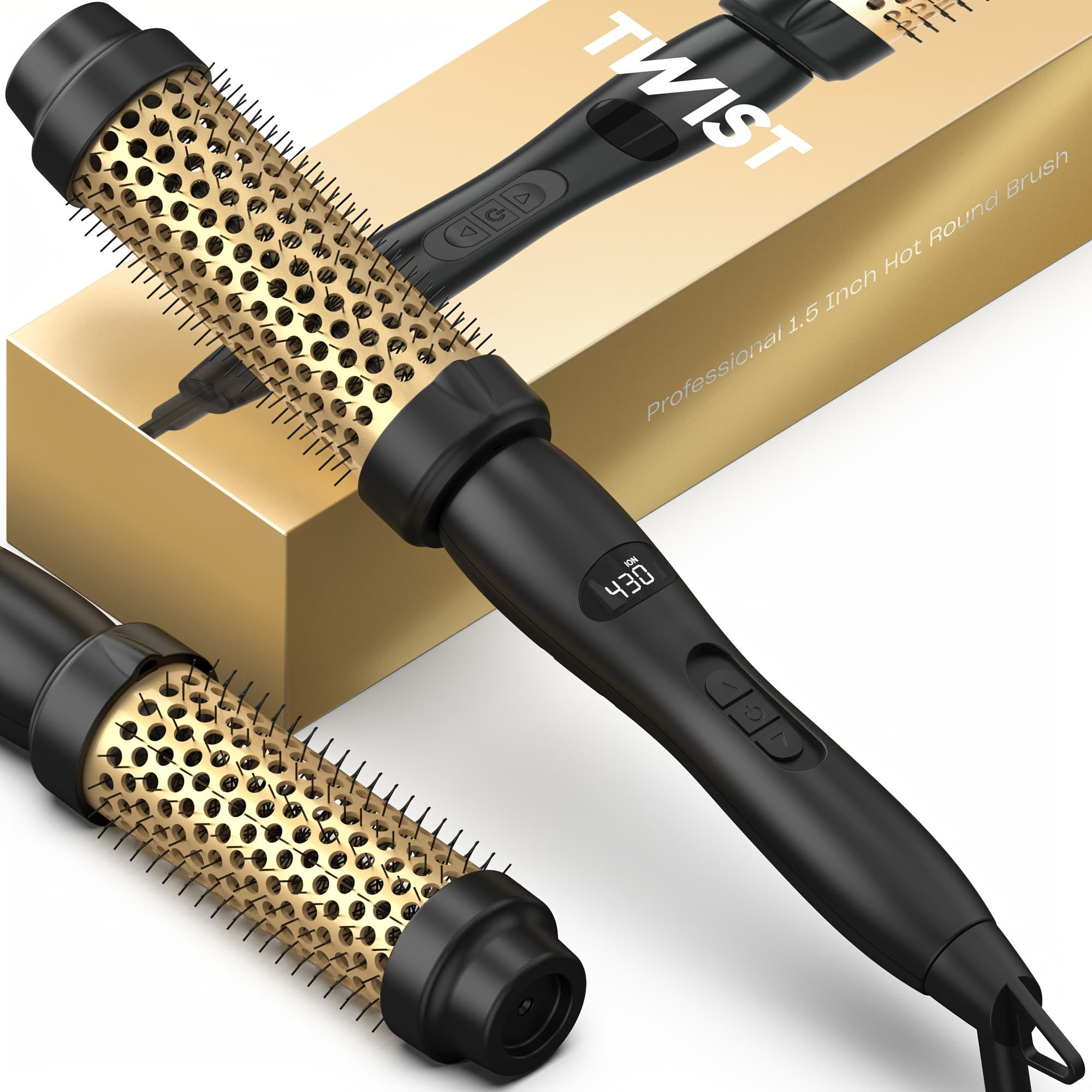 TEMU Twist Brush - 1.5 Inch Heated Round Brush, Effortless , Dual Voltage Travel-friendly Styling Tool, Anti-scald, In 20s