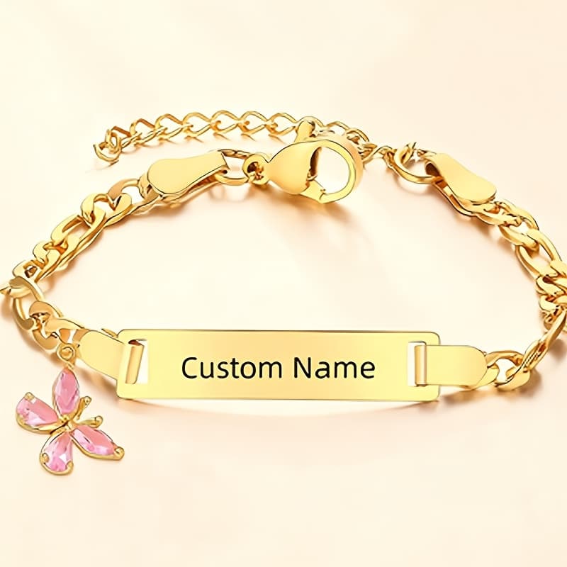 TEMU Custom Personalized Name Bracelet, Cute Teddy Bear Diy Birthday Gift, Lovely Jewelry, Stainless Steel Bracelet, Fun Secret Santa Gift, New Year Gift For And