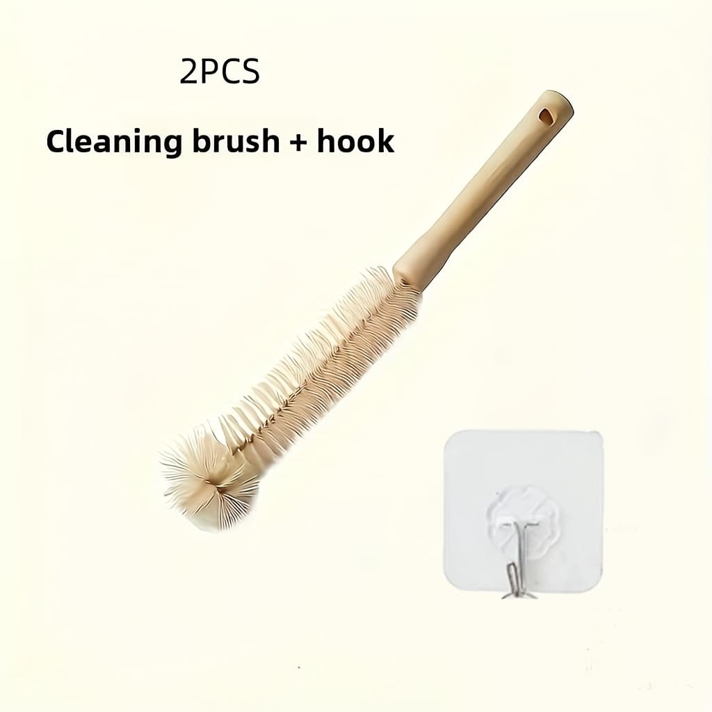 TEMU 2pcs - Long Handle Non-slip Grip Foot Cleaning Brush + Hook - No Bending Toe Scrubber, Adult Bathroom & Pedicure Tool, Light Beige - Ideal For Home & Salon Use, , Essential For Self-care