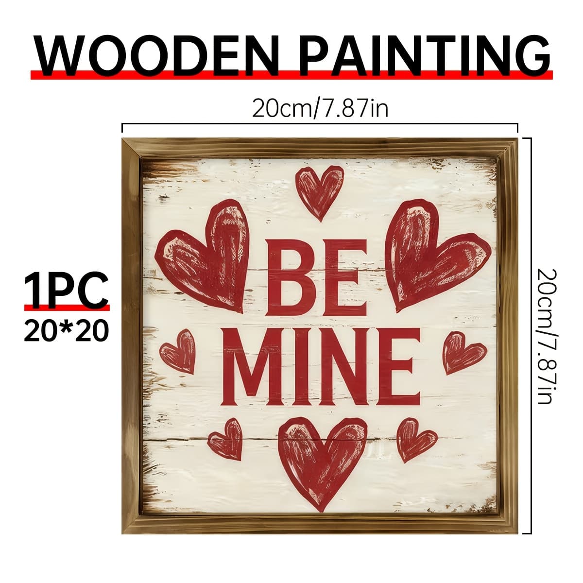 TEMU 2d Flat Farmhouse Vintage Wooden Plaque - "" Sign With Red , 8x8 Inch, Perfect For Home, Living Room, Kitchen, Bedroom, And Office Decor, Ideal Housewarming Or Valentine's Day Gift