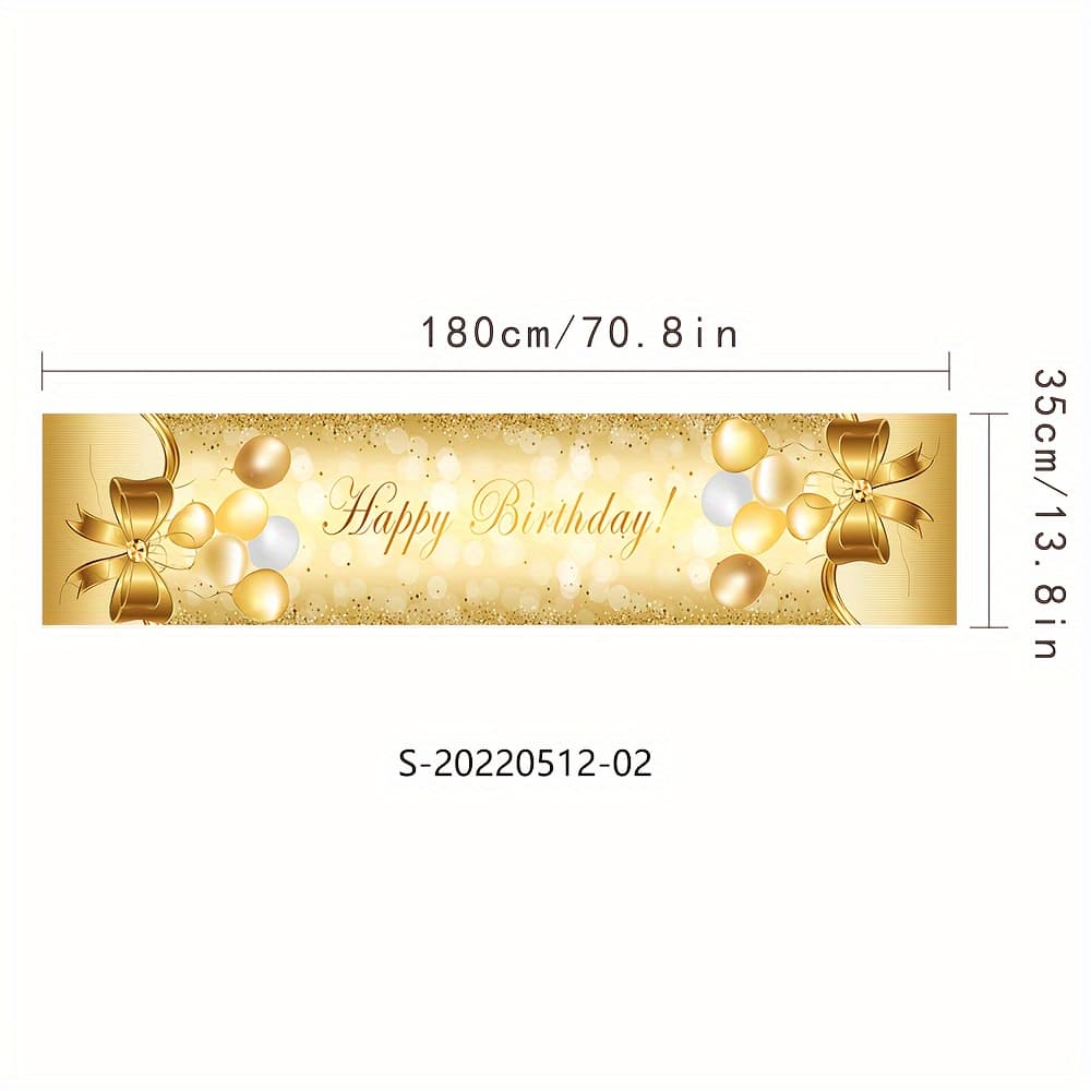 TEMU A Flag Measuring 180cm X 35cm ( 13.8 In) Featuring Golden Balloons, Perfect For Birthday Celebrations, Suitable For Boys And Girls, And Ideal For Festive Decorations