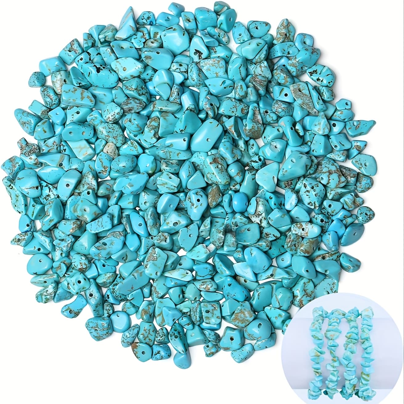 TEMU 400 Blue Turquoise Beads - 5-8mm Natural Crushed Stone, Irregular Synthetic Gemstone For Making - Suitable For Bracelets, Earrings, Necklaces