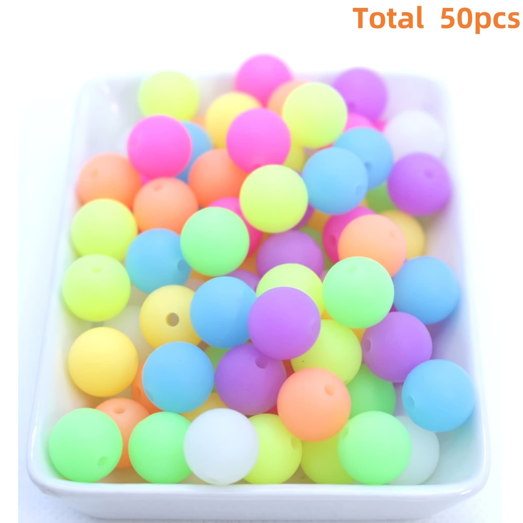 TEMU 50pcs Of 12mm -the-dark Silicone Beads - Ideal For Keychains, Bracelets, Necklaces, And Phone Charms.
