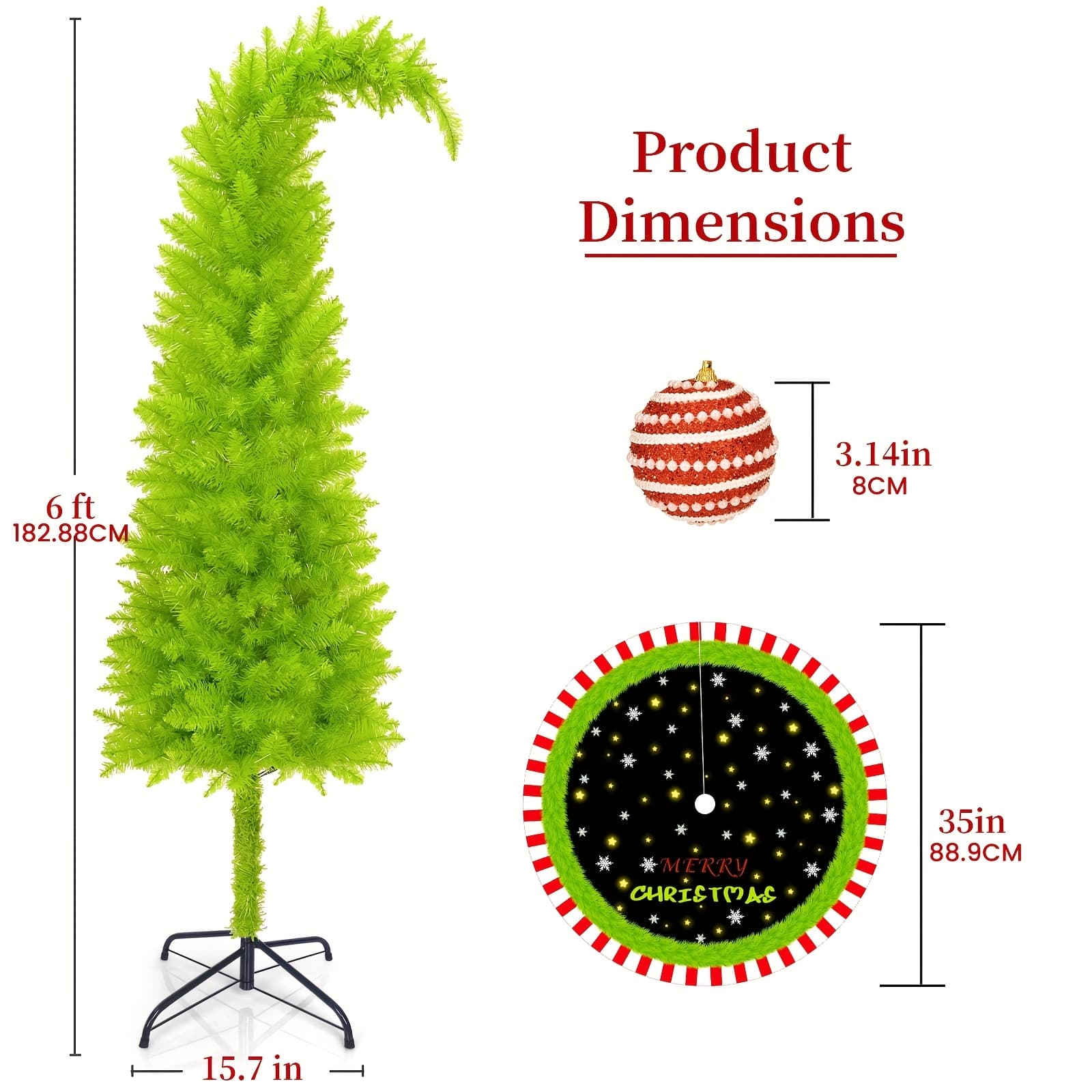 TEMU 6-foot Christmas Tree, Shop Window Decoration, , With Tree Skirt, String Lights, Christmas Ball, Artificial Christmas Tree Stand, Unique Christmas Tree Decorations, Party Christmas Decorations