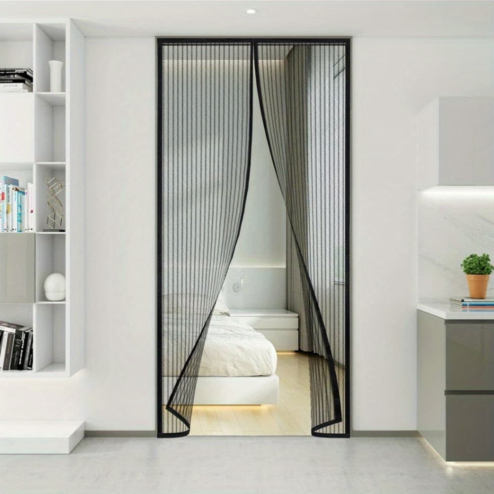 TEMU Heavy Duty Door Mesh Net Curtain, Black Door Curtain, Fly Screen Curtain, Home Door Curtain, 82 Inches