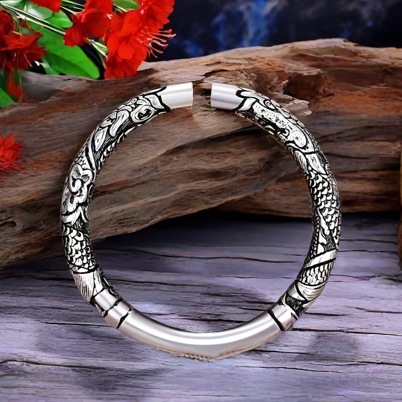 TEMU Full Silvery S925 Bracelet Sterling Silvery Bracelet Men's Open Bracelet Adjusted In Size To Send A Boyfriend A Birthday Gift For His Father. Silvery Weighs 50g/ 1.76 Ounces