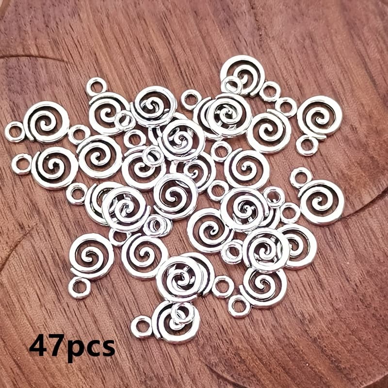 TEMU 47pcs Small Vortex Charm Pendant, Bohemian Style Jewelry Accessories, Handmade Making Bracelet, Necklace, Earring Accessories 8*11mm