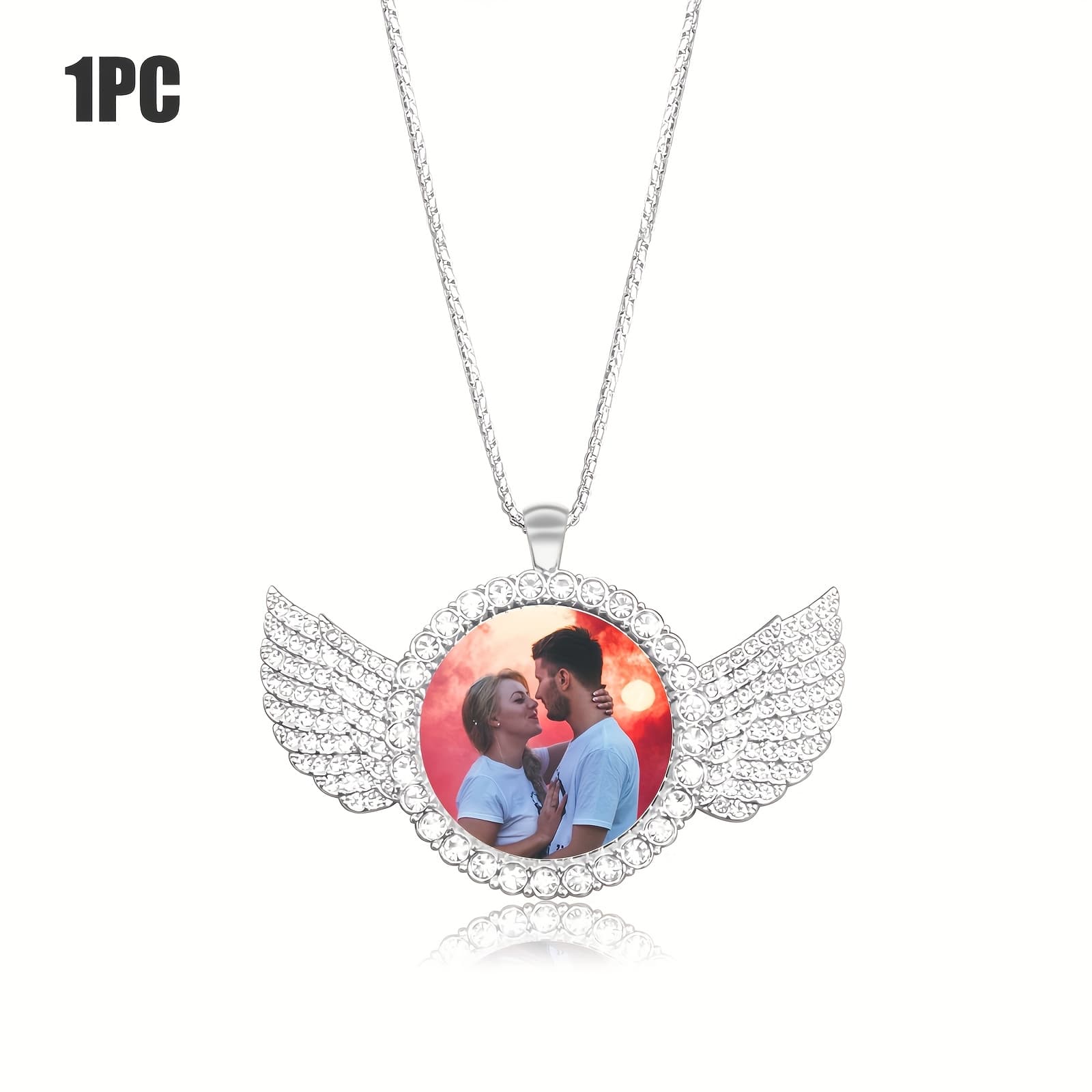 TEMU Customized Heart-customized Wing Necklaces, Customized Photos, Diy Gifts, Commemorative Gifts, Gifts Suitable For , Gifts For , Father's Day Gifts, Christmas Gifts