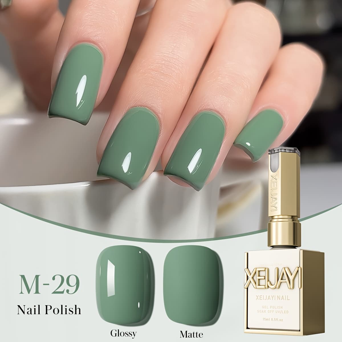 TEMU Xeijayi M-29 Golden Bottle - 15ml Gel Nail Polish, High , Long-lasting For Diy & Salon Use, Alcohol-free Formula, Nail Polish Gel, Xeijayi