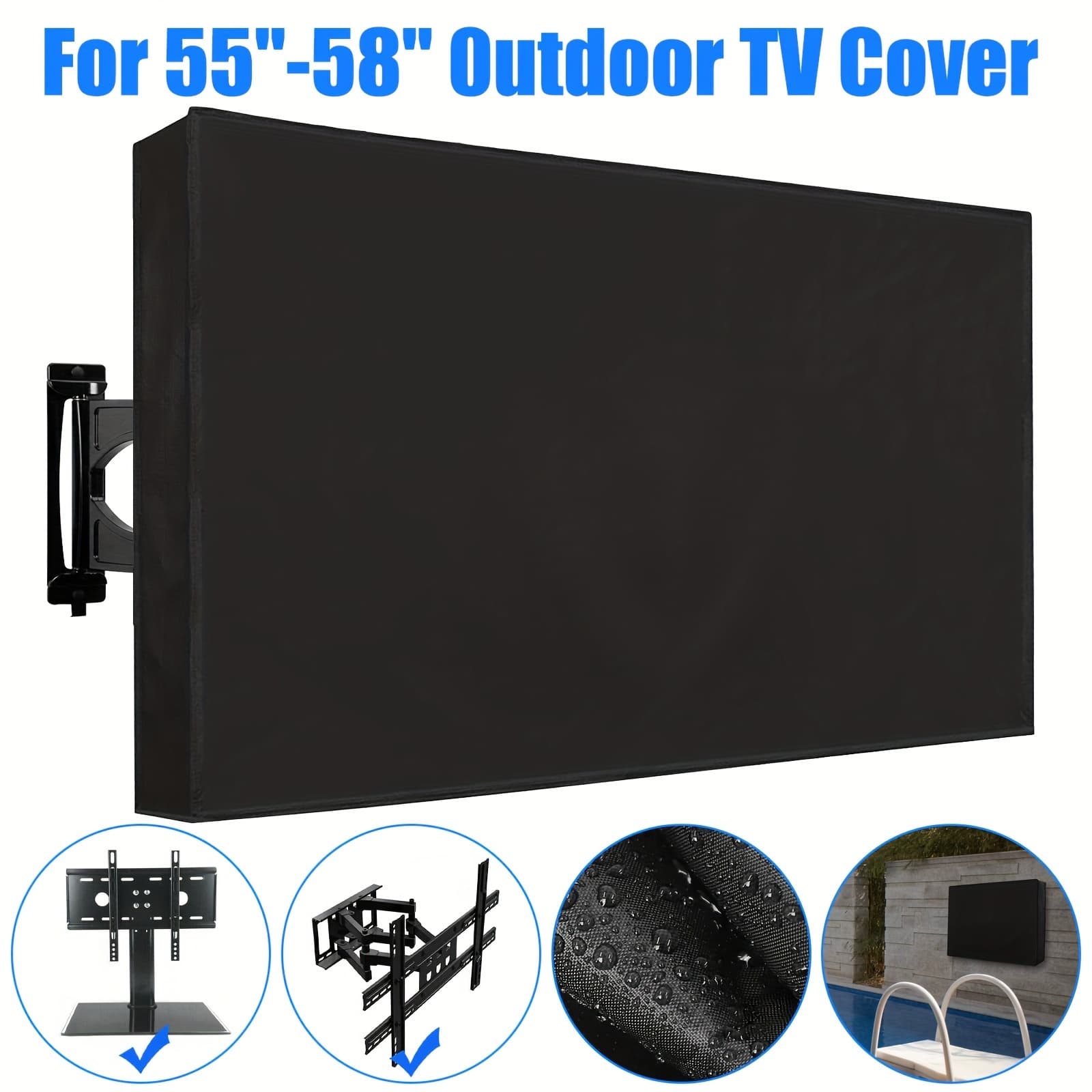 TEMU Outdoor Tv Cover, Television Protective Cover, Patio Furniture Cover, Tv Dustproof Cover Fits 55-58"