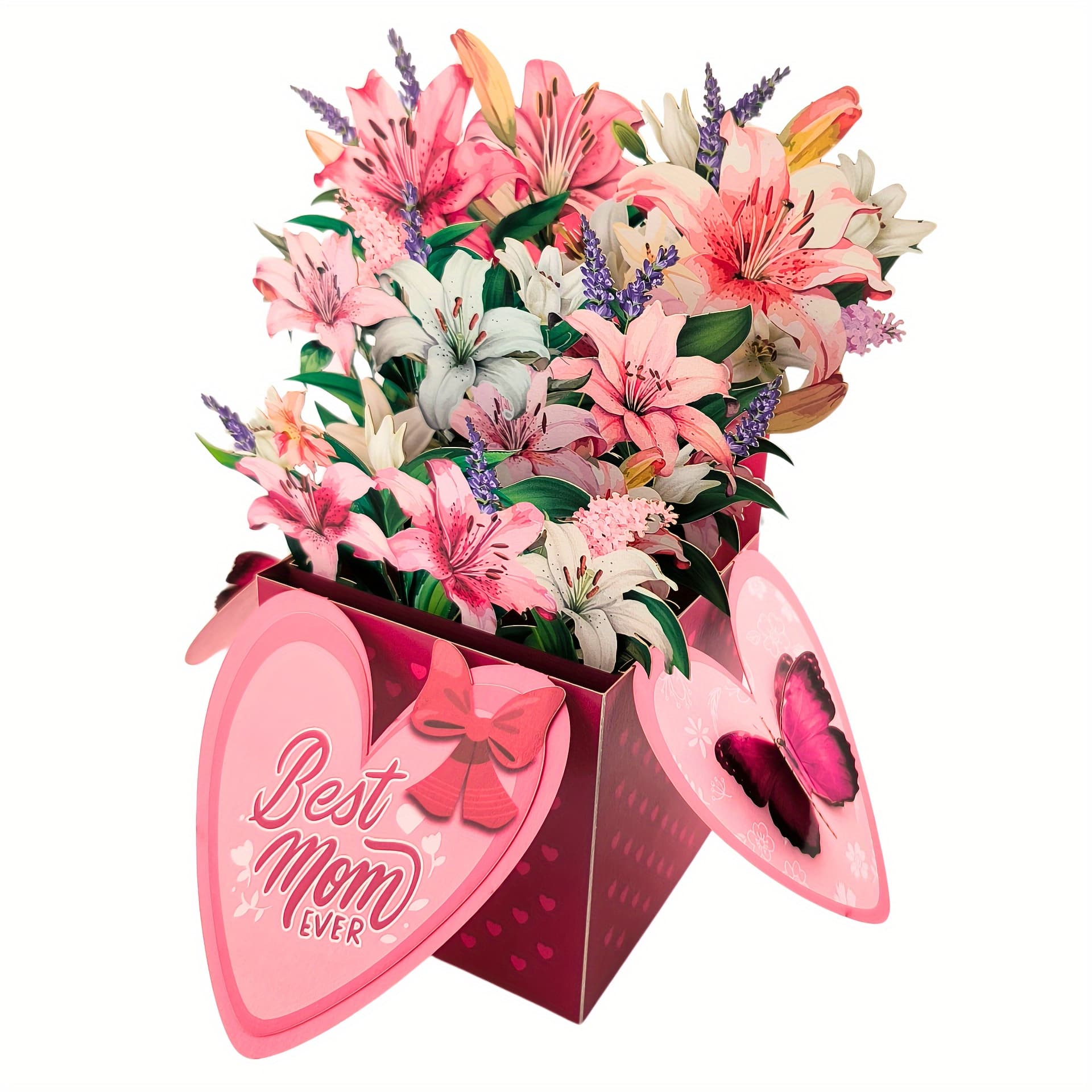 TEMU 1pc Lily Greeting Pop Up Card, Thank You, Ever, Happy , Card For Birthday, , Anniversary, Valentine's Day, Christmas, Gift, Party Supplies, Home Decorations, With Writing Space And Envelope