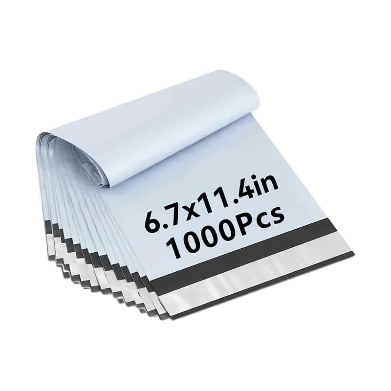 TEMU 1000pcs White Poly Envelope Self-sealing Bags, Durable Polyethylene Mailers - Self-sealing, Ideal For Clothing, Books And Small Items (6.7x11.4in)