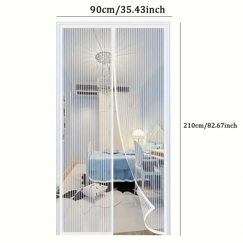 TEMU 1pc Striped Soft Screen Curtain, Breathable And -proof, With Magnetic Closure, Easy To Clean, Suitable For 36x82 Inch Doors