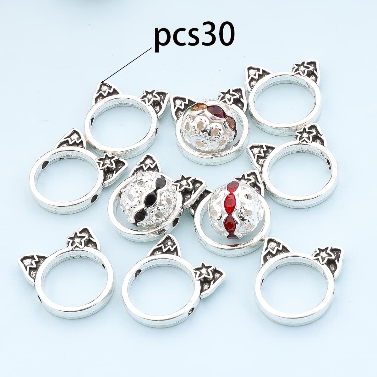 TEMU 30pcs Cute Cat-shaped Bead Caps Alloy Spacer Beads Suitable For Jewelry Diy Necklaces, Bracelets, Earrings, And Pendant Making - Spacer Beads And Hole Connectors Accessories
