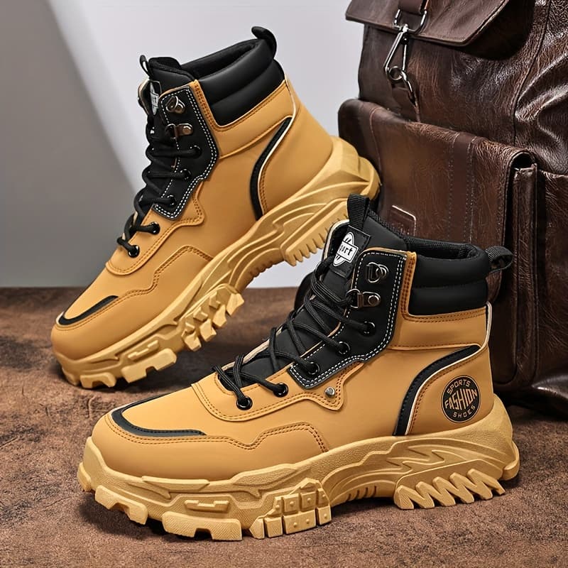 TEMU Men's Shoes 2026 Autumn And Winter New High-top Cargo Shoes Non-slip Wear-resistant Platform Soled Casual Shoes Fashionable And Versatile Trendy Shoes Men