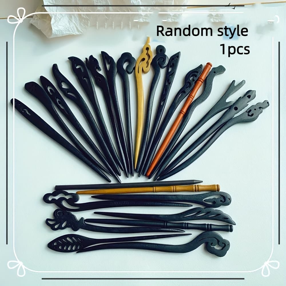 TEMU Elegant Sandalwood Hairpin - Classic Wooden Hair Clip For Women, Perfect Christmas Gift