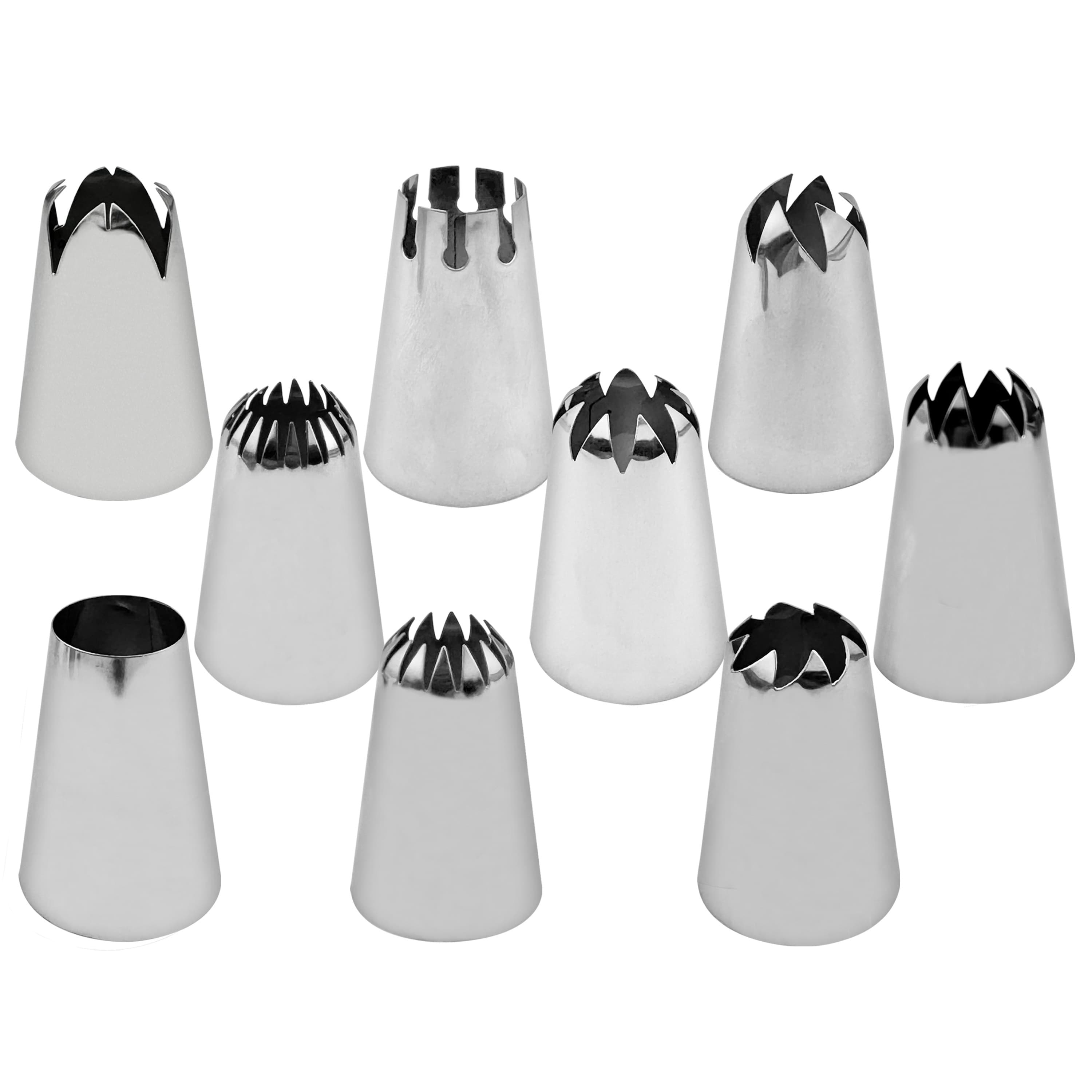 TEMU Large 9pcs Essential Piping Tips Set, Stainless Steel Macaron Piping Nozzles, Cake Decorating Tube Kit, Large Cream Icing Tip For Cakes, Nozzle, Cupcake Frosting Tools