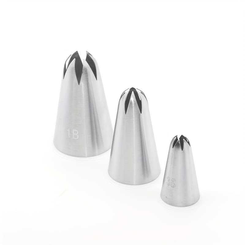 TEMU 2d Rose Tip Nozzle, Bent 6-tooth Piping Tip For Melting Drops, Stainless Steel Cake Cream Frosting Icing Piping Tip, Baking Tool, 3pcs