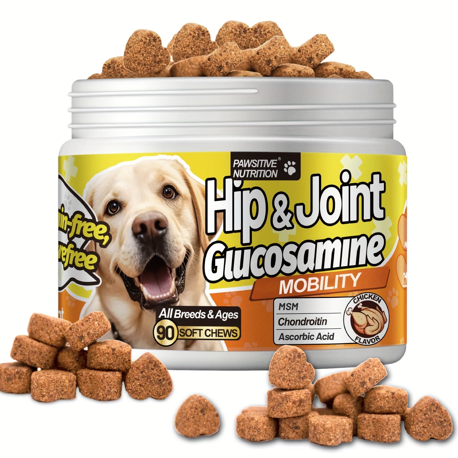 TEMU Nutrition Hip & Supplement For All Dogs -bone And Muscle, Mobility And Flexibility- With , Chondroitin, Salmon Oil & Msm - All Breeds & Ages- 90 Chews, Chicken Flavor