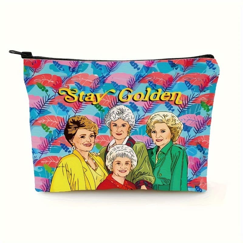 TEMU Stay With A Golden Patterned Makeup Bag, A Cute Travel Pouch, A Lightweight Organizer Essential For Trips, And A Multifunctional Coin Purse