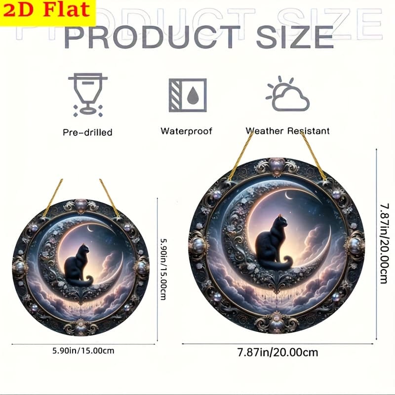 TEMU 2d Flat, Halloween Suncatcher, Flat Sign - Round Acrylic Moon Window Door Hanging Ornament - For Living Room, Wall, Garden, Or Porch, Indoor & Outdoor Universal, 2d Flat