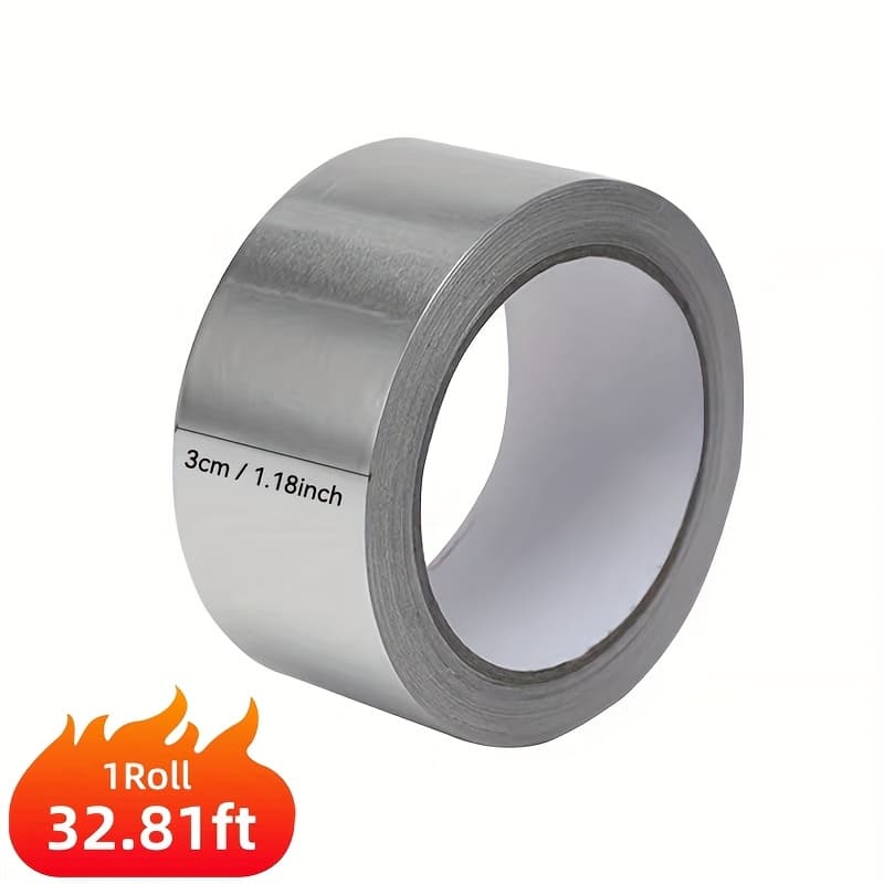 TEMU Premium Aluminum Foil Tape (1.2"*33feet), Silvery Metal Ducting Tapes, Tape For Ductwork, Sealing, Patching, Furnace