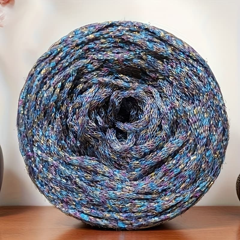TEMU Glitter Flash Gradient Polyester 3mm Crochet Yarn, Hand-knitted Diy Crochet Thread, 100g